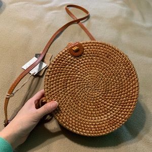 Handmade Bamboo Women Straw Crossbody Circle Bag